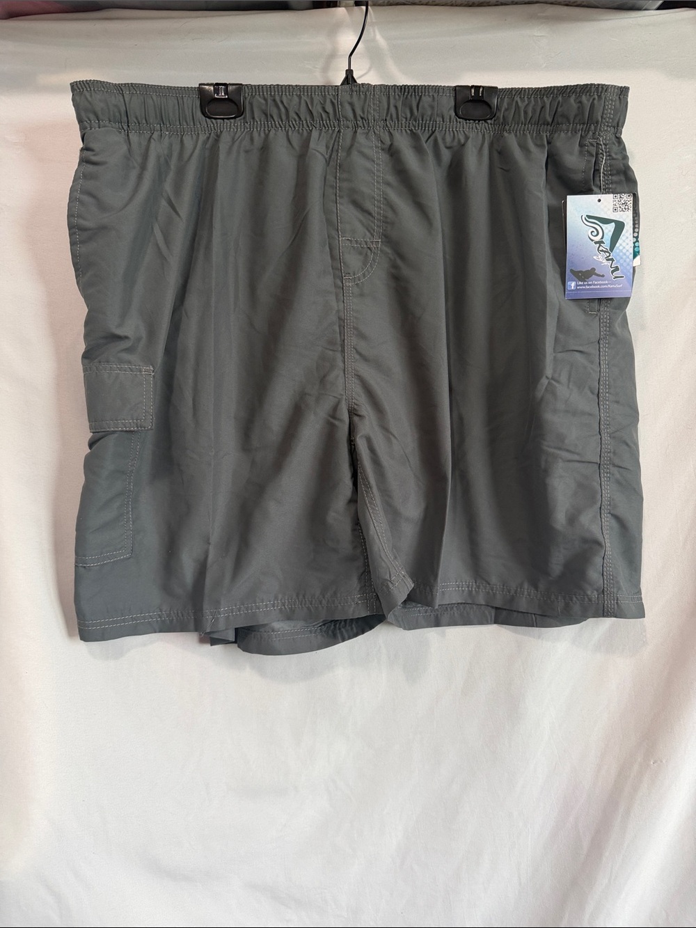 Kanu Surf Men's Gray Cargo Swim Shorts